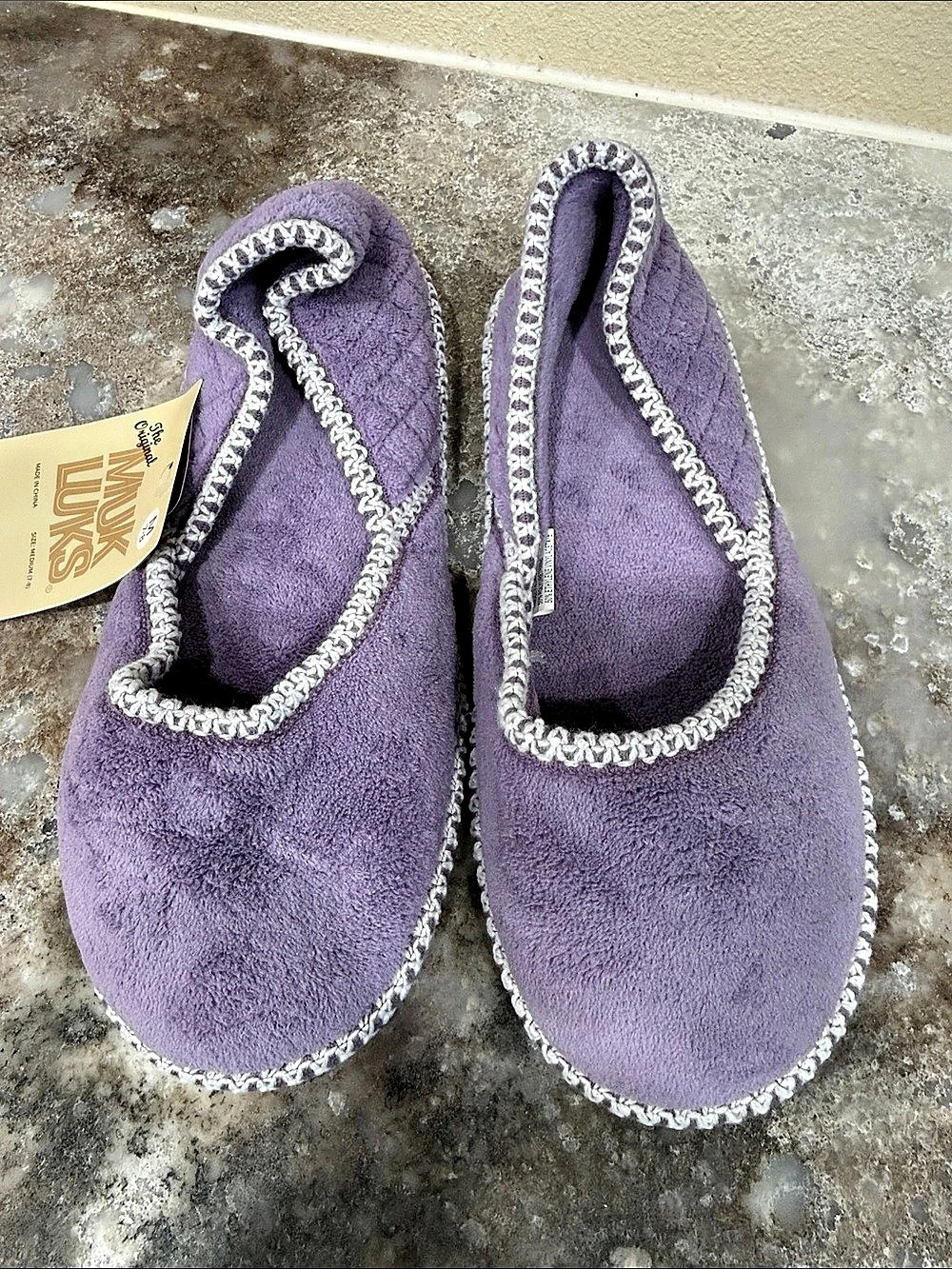 MUK LUKS Travel Ballerina Slippers Purple Medium NWT